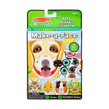 Make-a-Face – Pets Reusable Sticker Pad – On the Go Travel Activity