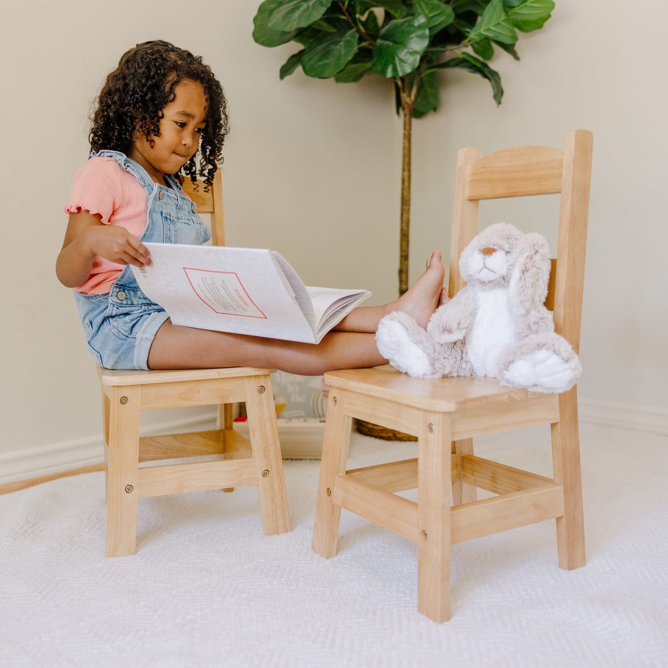 Pair of Solid Wood Chairs 2-Piece Set
